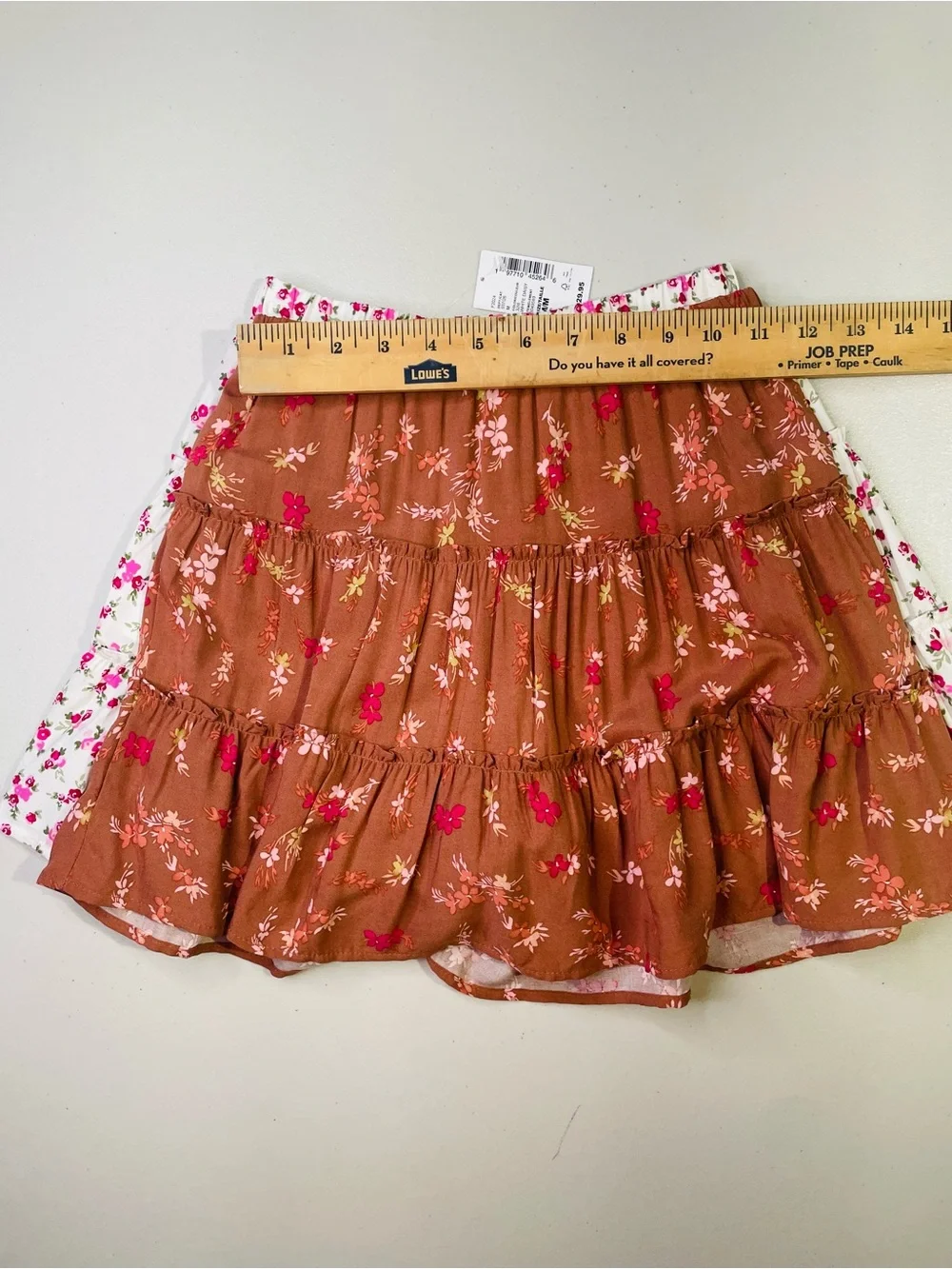 NWT The Children's Place Girls’ 7/8 Tiered Skorts Pecan Pie & White Floral Print